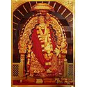 Shirdi Sai Baba Sitting on Throne - Golden Metallic Poster