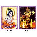 Krishna, Balaram and Kathakali Dancer - Double Sided Laminated Poster