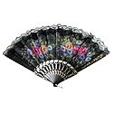 Multicolor Floral Print on Cloth Fan - Wall Hanging