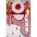 Bengal Ethnic Dress - Embroidered Cotton White Kurta and Red Art Silk Dhoti with Shoes