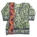 Off-White with Green Batik Kurta