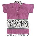 Dark Pink Half Sleeve Short Kurta with Baluchari Weaved Design