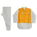 White Cotton Churidar Kurta with Raw Silk Yellow Jacket