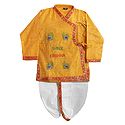 Krishna Print on Saffron Dhoti and Kurta