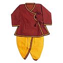 Ready to Wear Yellow Dhoti and Printed Blue Kurta for Baby Boy