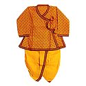 Ready to Wear Yellow Dhoti and Printed Blue Kurta for Baby Boy