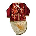 Embroidered Red Kurta and Ready to Wear Dhoti for Baby Boy 