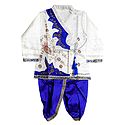 White Art Silk Kurta and Ready to Wear Dark Blue Dhoti for Baby Boy 