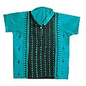 Cyan Blue with Black Short Kurta with Kantha Stitch for Young Boy