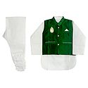 Modi Dress - White Cotton Churidar Kurta with Raw Silk Green Jacket