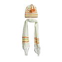 Ivory Color Woolen Scarf and Cap with Stars