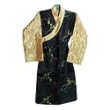 Black with Peach Brocade Silk Sikkimese Dress