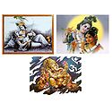 Radha Krishna and Ganesha - Set of 3 Posters
