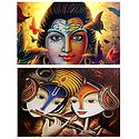 Radha Krishna, Shiva - Set of 2 Posters