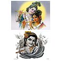 Radha Krishna and Krishna - Set of 2 Posters