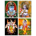 Set of 4 Krishna Posters