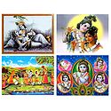 Set of 4 Radha Krishna Posters
