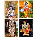 Krishna and Radha Krishna - Set of 4 Posters