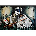 Krishna Enjoying the Music of Radha's Flute