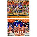 Radha Krishna with Eight Gopinis - Set of 2 Photo Print