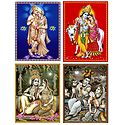 Set of 4 Radha Krishna Posters