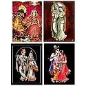 Set of 4 Radha Krishna Posters