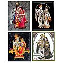 Set of 4 Radha Krishna Posters
