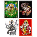 Set of 4 Radha Krishna Posters