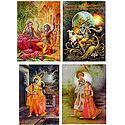 Radha Krishna and Murlidhar Krishna - Set of 4 Posters