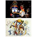 Radha Krishna - The Divine Lovers - Set of 2 Posters