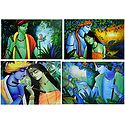 Animal Lover Krishna and Radha Krishna - Set of 4 Posters