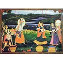 Krishna Playing Holi with Radha and Gopinis