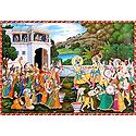 Krishna Playing Holi with Radha and Gopinis