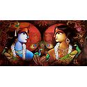 Radha Krishna with Peacocks