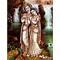 Radha Learning Flute from Krishna