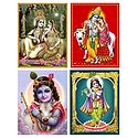 Set of 4 Krishna Posters