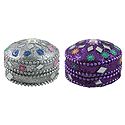 Set of 2 Decorative Metal Kumkum Containers