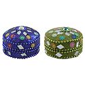 Set of 2 Decorative Metal Kumkum Containers