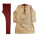 Brocade Silk Kurta and Maroon Churidar