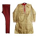 Brocade Silk Kurta and Maroon Churidar