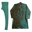 Cyan Blue Cotton Silk Kurta and Churidar for Men