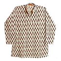 Beige with Maroon Print Mens Long Kurta