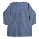 Mens Cotton Kurta with Neckline Embroidery