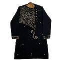 Embroidered Black Cotton Kurta for Men