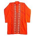 Kantha Stitched Saffron Cotton Kurta