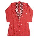 Gujrati Embroidery on Dark Brick Red Kurta