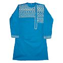 Embroidered Blue Cotton Kurta for Men