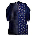 Embroidered Blue Cotton Kurta for Men