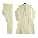 Embroidered Light Beige Mens Churidar Kurta