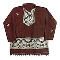 Dark Rust Full sleeve Kurta with Baluchari Weaved Design